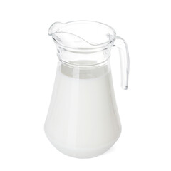 Sticker - Glass jug of fresh milk isolated on white