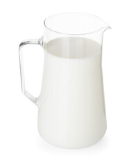 Sticker - Glass jug with fresh milk isolated on white