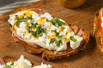 Canvas Print - Healthy Homemade Burrata Prosciutto Toast