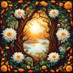 Wall Mural - Beautiful pictures of trees and flowers in the garden.Beautiful pictures from nature. a.(1)