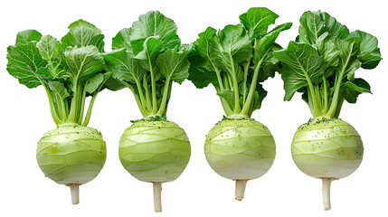 Wall Mural - Fresh kohlrabi vegetable on a transparent background