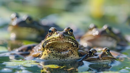 frog on green pond. 