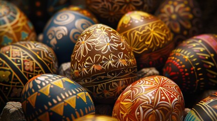Wall Mural - seamless pattern background of colorful easter eggs