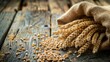 © Joyce - Wheat grains and ear in sack closeup view