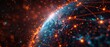 © Starkreal - Digital Earth featuring illuminated network lines on a data matrix background, highlighting global communication in detail