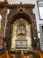 Wall Mural - Interior of Faro Cathedral, Se Catedral in Faro, Algarve, Portugal. With walls finely decorated by azulejos tiles.