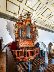 Wall Mural - Interior of Faro Cathedral, Se Catedral in Faro, Algarve, Portugal. With walls finely decorated by azulejos tiles.