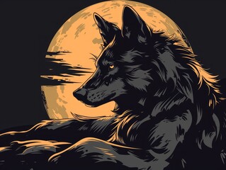 Sticker - wolf howling at night