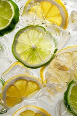 Sticker - Close Up of Lemon and Lime Slices in Ice Water