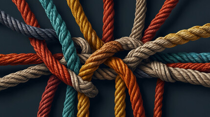 Colorful ropes are a symbol of diverse strength and unity without any differences