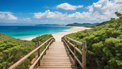 Wall Mural - wooden bridge over the sea