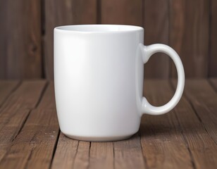 white mug on a brown wooden background AI Generated