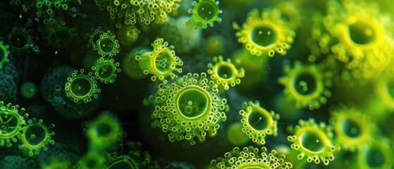 Extreme close-up of algae cells