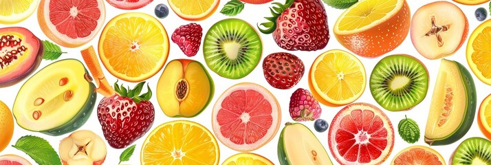 Background of seasonal fresh organic fruit