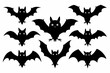 © Trendy CraftSVG  - Halloween bat set. Black silhouette Halloween bat vector illustration, set of halloween bats