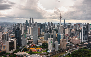 Canvas Print - Aerial view of Kuala Lumpur on a cloudy day