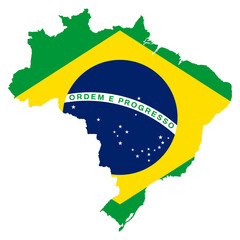 Sticker - Brazil flag map contour vector illustration