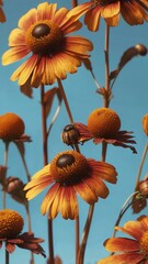 d aesthetic image of autumn with helenium for wallpap background