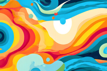 Wall Mural - A vibrant summer splash! This abstract background features a playful mix of flowing shapes and bold colors, evoking the energy and joy of the season.