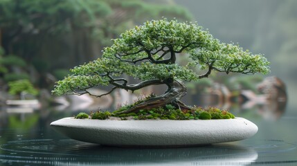 Sticker - bonsai tree in garden