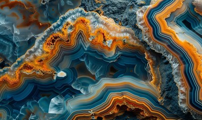 Wall Mural - Abstract Background. Beautiful blue and orange rock formation with lots of details