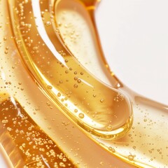 golden abstract liquid with bubbles and reflections creating a luminous fluid design