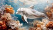 © JP STUDIO LAB - Dolphin swimming with poise amidst a bustling coral reef, vibrant coral formations and tropical fish enhance the underwater paradise