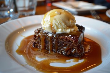 Sticker - Sticky pudding with ice cream and sauce