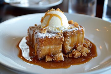 Canvas Print - Toffee with dates caramel sauce and ice cream