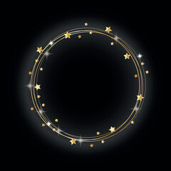 Wall Mural - Luxury black background with gold stars