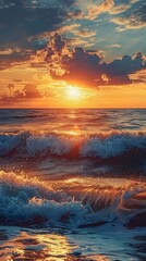 Wall Mural - A picturesque summer sunset over the ocean