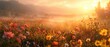 © Starkreal - Sunrise over a foggy meadow with wildflowers, 8k UHD