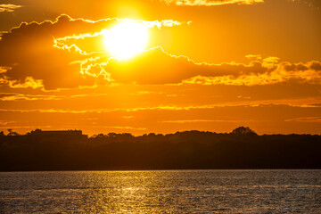 Wall Mural - sunset over the river