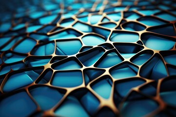 Wall Mural - Texture, bottom of Voronoi blocks extruded abstract blue. Clean corporate wall w, generative IA