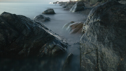 rocks and waves on the beach