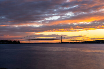 Wall Mural - sunset over the river