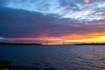 Wall Mural - sunset over the river