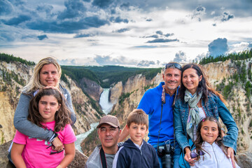 Poster - A happy family at Yellowstone National Park