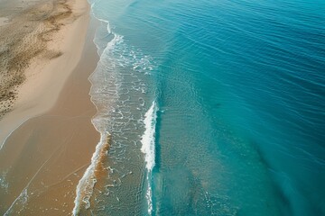 Wall Mural - Aerial View of Pristine Beach and Crystal Clear Ocean Water
