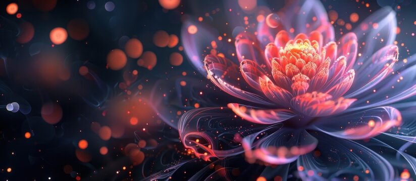 Glowing Abstract Flower with Sparkles