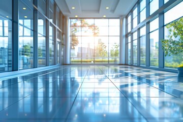 Sticker - Modern Sunlit Atrium with Reflections