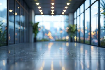 Sticker - Modern Office Corridor at Dusk