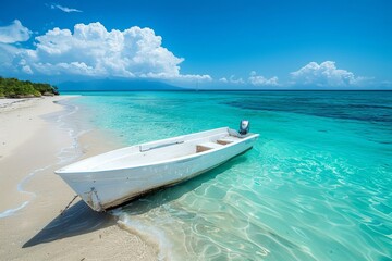 Wall Mural - Sunny Tropical Beach with Boat