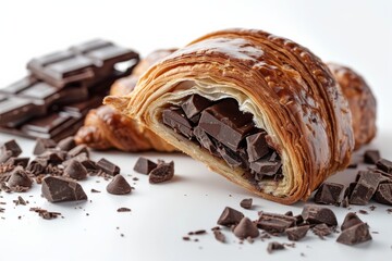 Poster - Chocolate Filled Croissant with Chunky Chocolate Pieces