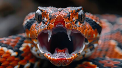 Wall Mural -  A close-up of a snake's gaping mouth