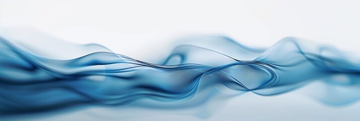 Wall Mural - A close-up photograph showcasing a vibrant blue abstract wave pattern against a soft white background