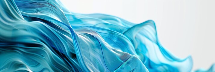 Wall Mural - a vibrant blue abstract wave pattern against a soft white background