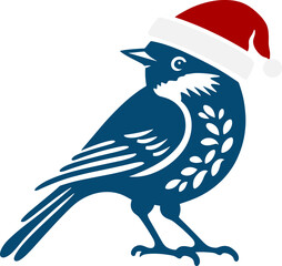 Wall Mural - Bluebird with Santa Hat