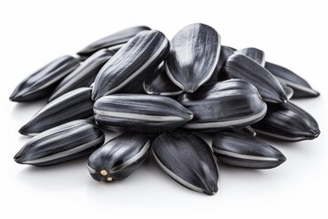 Wall Mural - Isolated black sunflower seeds on white background