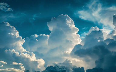 Wall Mural - Blue sky and white clouds, bright and vibrant, conveys a sense of hope and optimism.